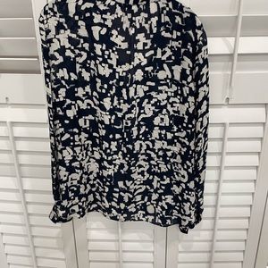 VINCE Confetti Print Silk Shirt